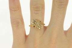 14K Yellow Gold 0.30 Ctw Diamond Cluster Vintage Bypass Ring