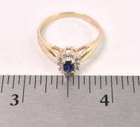 Excellent Blue Sapphire And Diamond Ring In 14K Yellow Gold