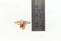 14K Yellow Gold Pear Natural Ruby Diamond Cluster Ring