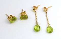 Two Differing Styles of Peridot Earrings