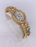 LADIES GENEVA & GEMSTONE WATCH-18KT GP