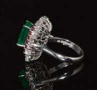 18KT SOLID WHITE GOLD, EMERALD, RUBY, AND DIAMOND RING!