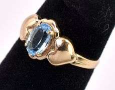 Beautiful Blue Topaz Baby Ring In Yellow Gold