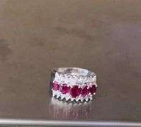 14kt Solid White Gold, Ruby, & Diamond Band Ring