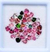 AMAZING MULTI-COLOR NATURAL TOURMALINE LOOSE GEMSTONE LOT- HEART SHAPED!