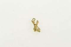 10K Yellow Gold 3D Sprite Gnome Reading Book on Mushroom Charm/Pendant