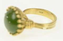 14K Yellow Gold Round Nephrite Cabochon 1960's Statement Ring