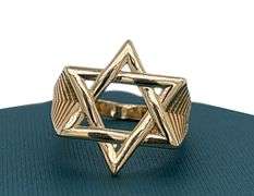 14K Gold Star of David Ring, Mazel Ring