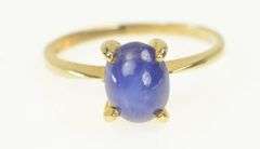 14K Yellow Gold Oval Syn. Star Sapphire Vintage Statement Ring