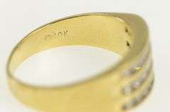 10K Yellow Gold Tiered Diamond Channel Wide Statement Band Ring