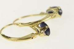 14K Yellow Gold Oval Natural Sapphire Diamond Lever Back Earrings