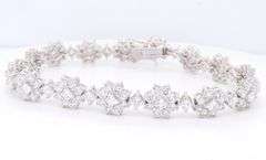 925 Sterling Silver Cubic Zirconia Flower Link Bracelet