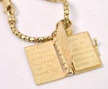 Faithful Holy Bible Pendant Necklace in 14K Yellow Gold