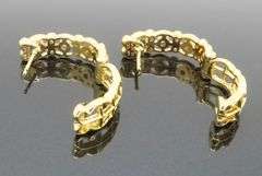 14k Yellow Gold Intricate Diamond Hoops