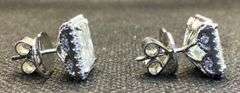 GORGEOUS 18K WHITE GOLD 4.0 CARAT PRINCESS CUT DIAMOND STUD EARRINGS