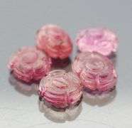 Translucent! 7.04ct Pink Tourmaline flower carving set