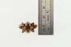 14K Yellow Gold Marquise Garnet Diamond Cluster Statement Ring