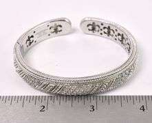 CZ Hinged Cuff Bracelet In Sterling Silver