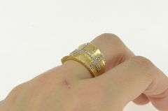 14K Yellow Gold 0.62 Ctw Diamond Grid Curved Statement Band Ring