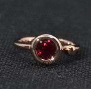 14 Kt Rose Gold Plated Lab Created Red Ruby Ring