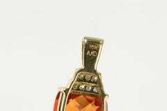 10K Yellow Gold Cushion Cut Faceted Garnet Diamond Accent Pendant