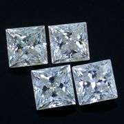 GROUP LOT OF 4X MATCHING PRINCESS CUT NATURAL DIAMONDS- D/E COLOR! VVS1!