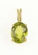 14K Yellow Gold Oval Peridot Solitaire Vintage Classic Pendant
