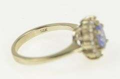 14K White Gold Oval Tanzanite Diamond Halo Engagement Ring