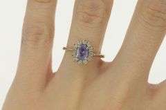 14K White Gold Oval Tanzanite Diamond Halo Engagement Ring