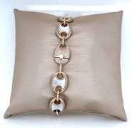 14K YELLOW GOLD DIAMOND AND MOTHER PEARL MARINER LINK BRACELET