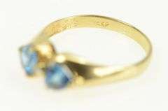 14K Yellow Gold Heart Blue Topaz Diamond Accent Vintage Ring