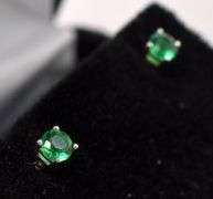 Green Gemstone Stud Earrings In Sterling Silver