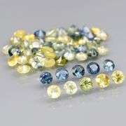 Fantastic 4.32ct diamond cut blue and yellow Sapphire set