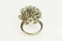 14K White Gold 1950's Pearl Diamond Cocktail Swirl Vintage Ring