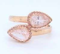 Lovely Rose Gold Pink Quartz and Diamond Ring