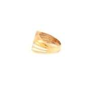 10K Yellow Gold Diamond Striped Vintage Squared Statement Ring