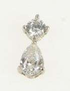 14K White Gold Pear & Round Cubic Zirconia Vintage Charm/Pendant