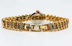 Ladies Geneva & Gemstone Watch, 18kt Yellow Gold Plated