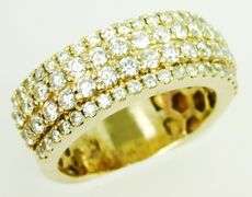 Dramatic Wide 10K Gold Band of Diamonds, Size 8.25