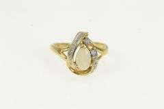 10K Yellow Gold Pear Opal Tanzanite Diamond Halo Statement Ring