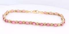 Handsome Yellow Gold oval Pink Tourmaline XO Bracelet