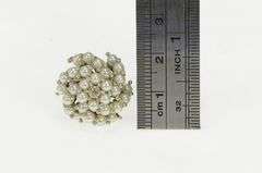 14K White Gold 1950's Pearl Diamond Cocktail Swirl Vintage Ring