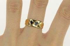 14K Yellow Gold Blue Topaz Sapphire Inset Vintage Statement Ring