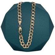 7MM 14K SOLID GOLD FLAT CUBAN LINK CHAIN WITH DIAMOND CUT DESIGN