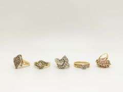 5 Beautiful 14k Solid Yellow and White Gold Rings