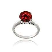 Created Ruby Solitaire Ring in Sterling Silver