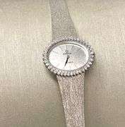Omega De Ville White Gold Vintage Watch With Diamond Bezel
