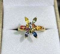 14KT SOLID YELLOW GOLD NATURAL SAPPHIRE RING