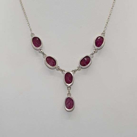 Natural 49.5 Ct Ruby Solid .925 Sterling Silver Necklace