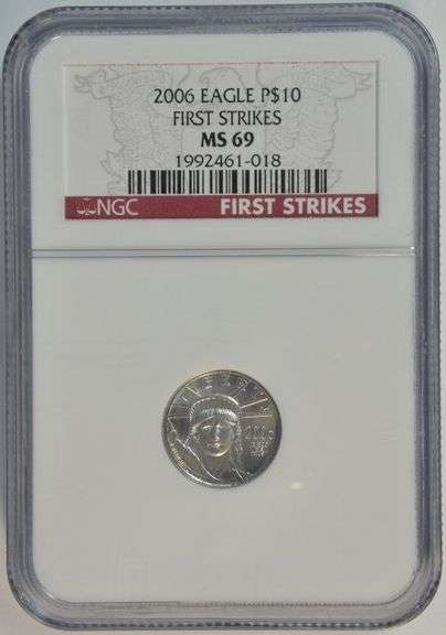 Near Flawless 2006 $10 pure Platinum Eagle. NGC MS69 First Strikes